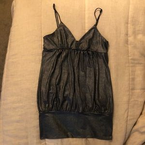 Dark Grey Metallic Silver 2000’s mini dress vintage Y2K